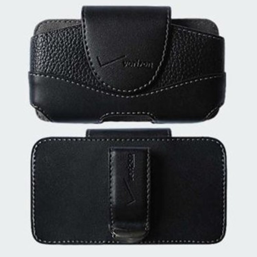 Universal Black Leather Verizon Case with Rotating Belt Clip
